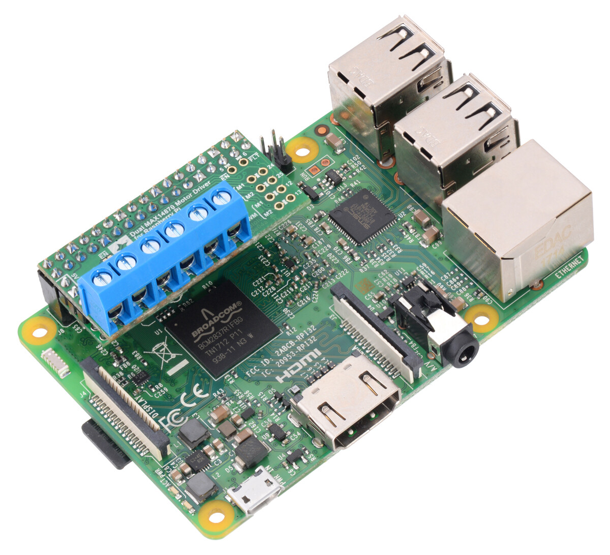 Pololu Dual MAX14870 Motor Driver til Raspberry Pi (Delvist sæt) 3758