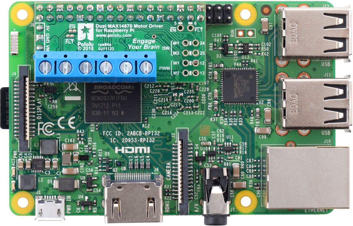 Pololu Dual MAX14870 Motor Driver til Raspberry Pi (Delvist sæt) 3758