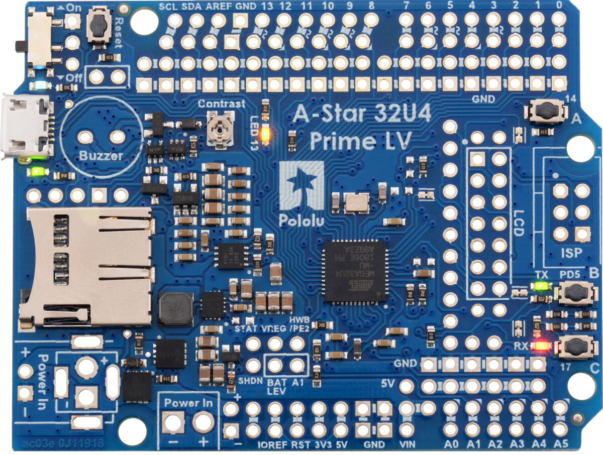 Pololu A-Star 32U4 Prime LV microSD (Kun SMT-komponenter) 4006