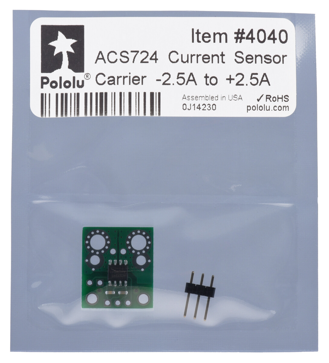 Pololu ACS724 Strømsensor Carrier -2.5A til +2.5A 4040