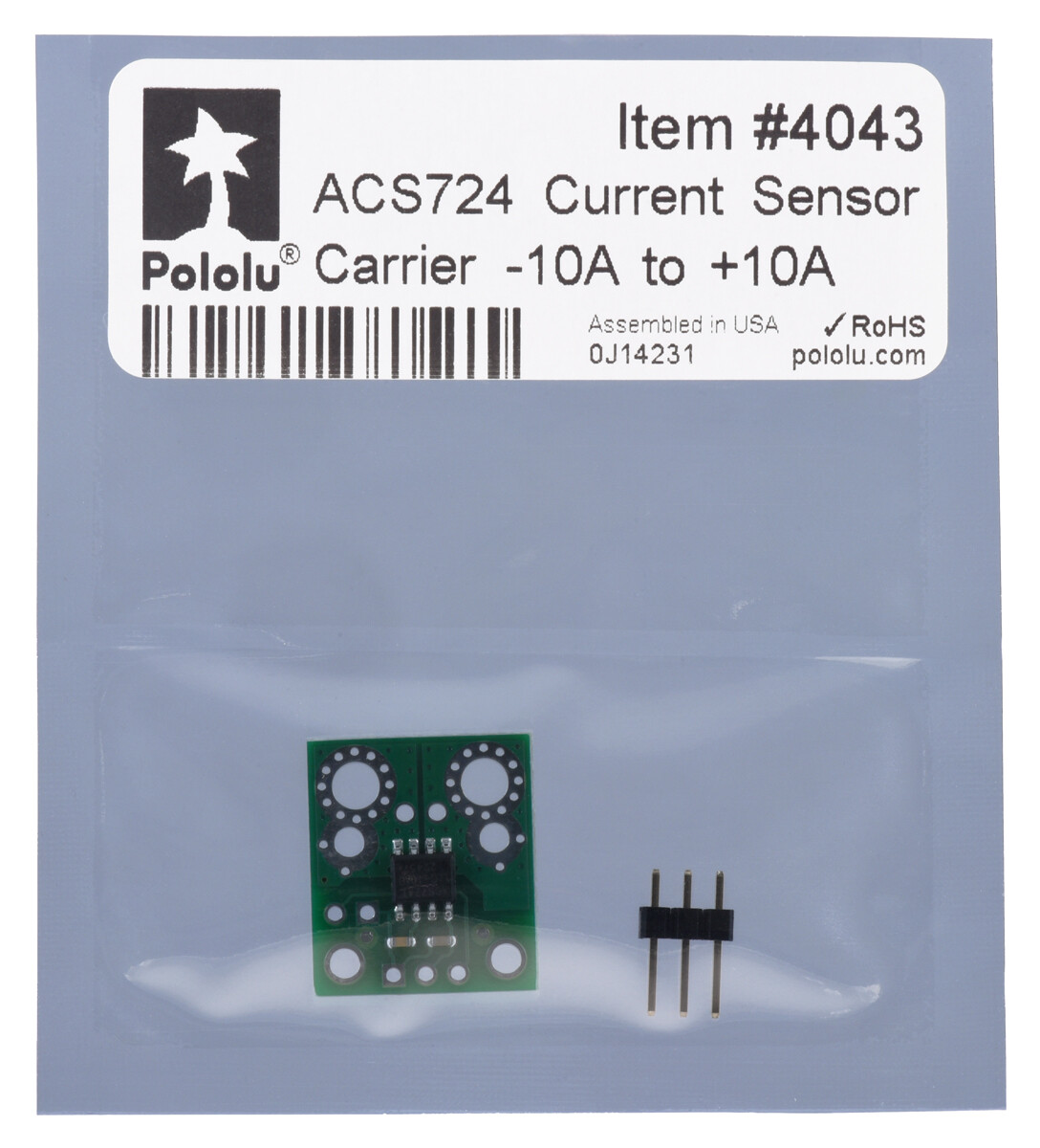 Pololu ACS724 Strømsensor Carrier -10A til +10A 4043