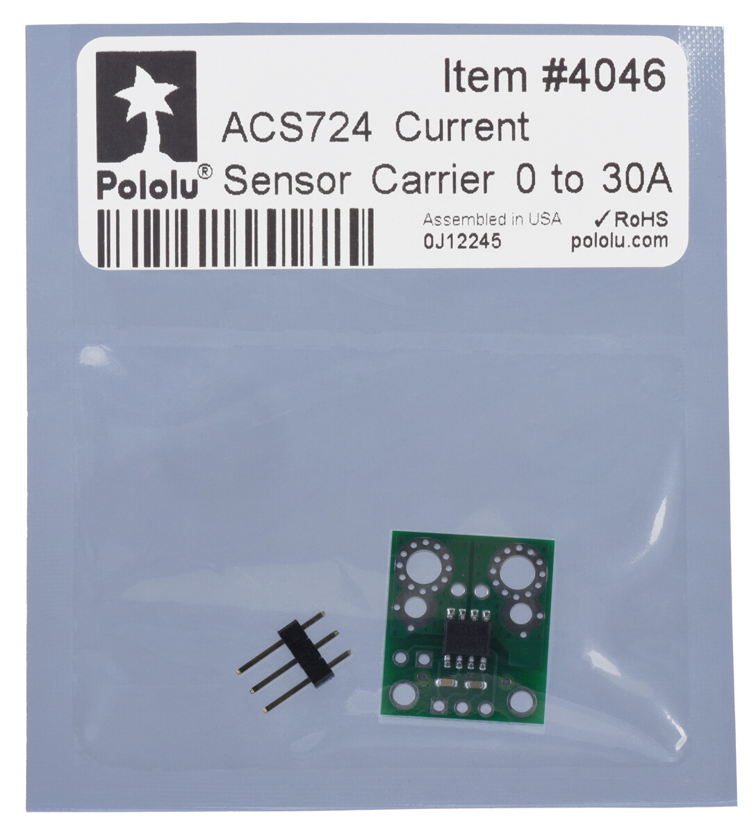 Pololu ACS724 Strømsensor Carrier 0A til 30A 4046