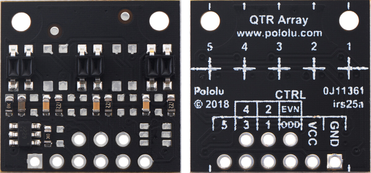 Pololu QTR-MD-03RC Refleksensorarray: 3-kanal, 8 mm afstand, RC-udgang 4143