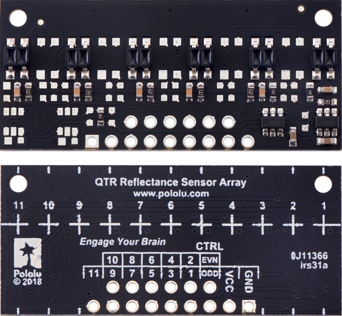 Pololu QTR-MD-06RC Refleksensorarray: 6-kanaler, 8 mm pitch, RC output 4146
