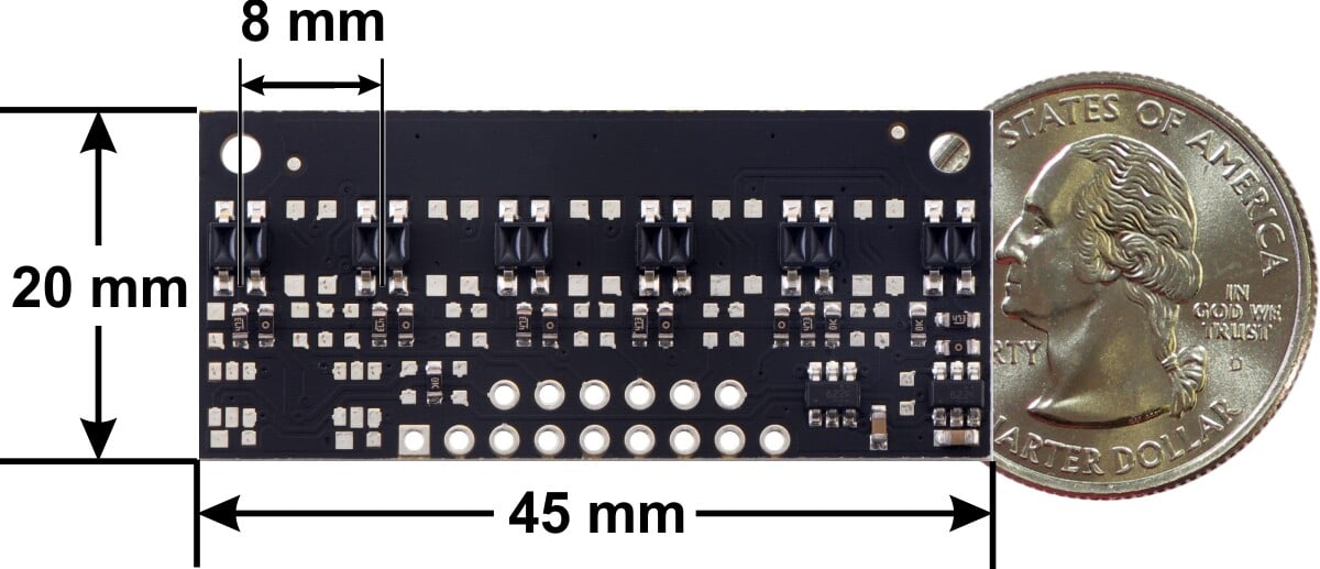 Pololu QTR-MD-06A Refleksensorarray: 6-kanaler, 8 mm pitch, analogt output 4246