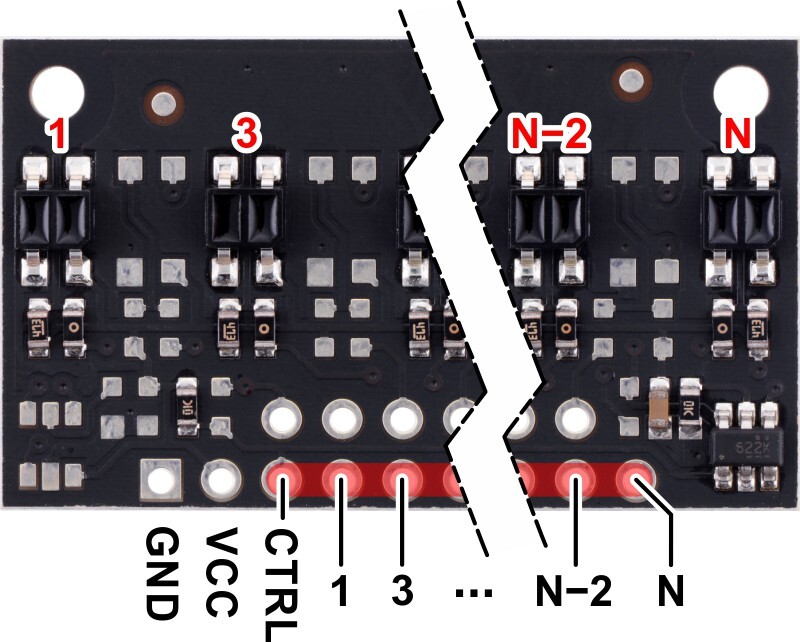 Pololu QTR-MD-06A Refleksensorarray: 6-kanaler, 8 mm pitch, analogt output 4246