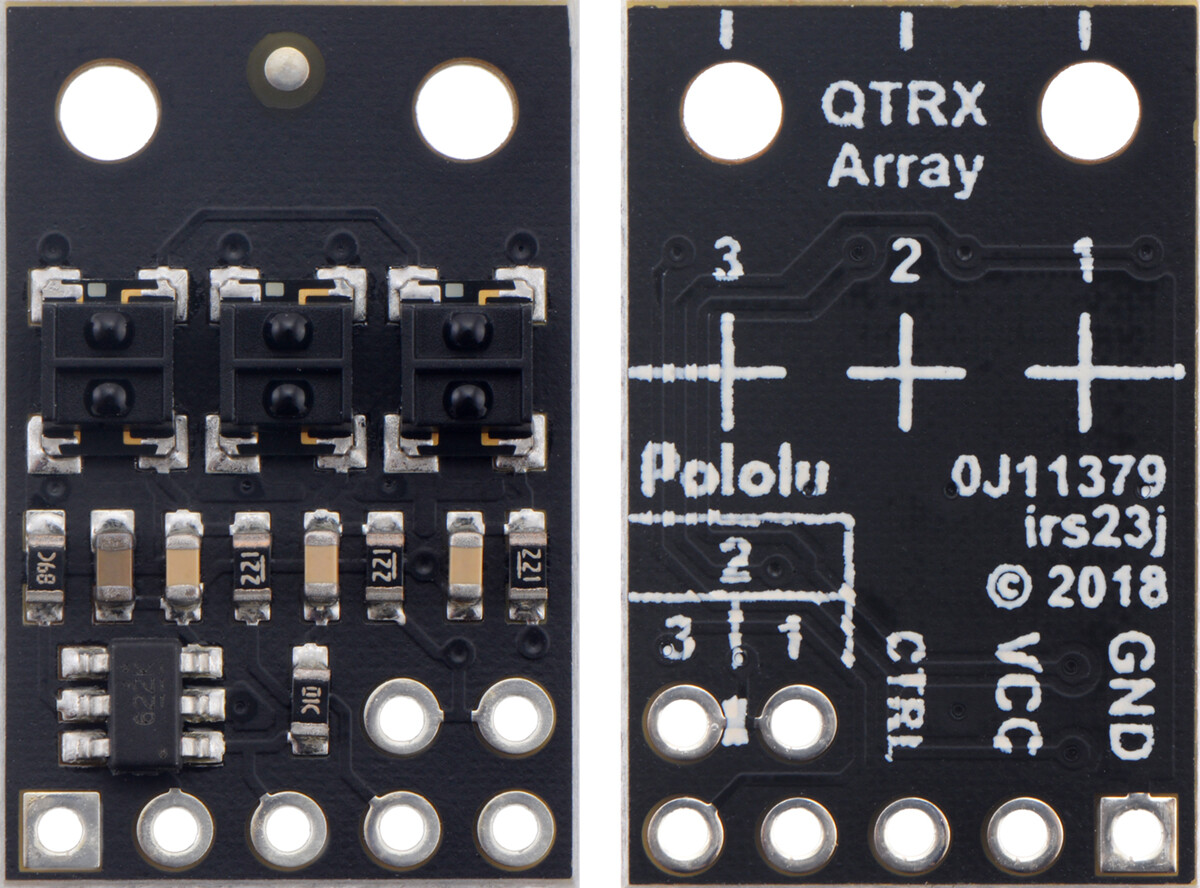 Pololu QTRX-HD-03RC Refleksensorarray: 3-kanal, 4 mm mellemrum, RC-udgang, lav strøm 4303