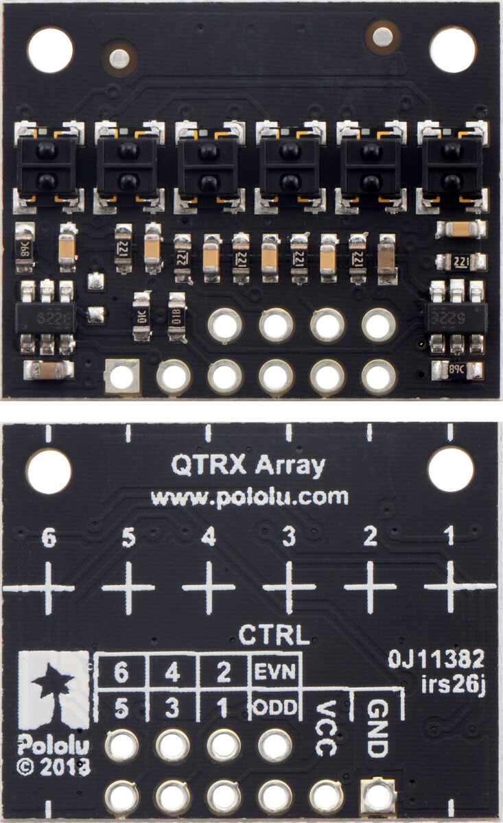 Pololu QTRX-HD-06RC Refleksensorarray: 6-kanaler, 4 mm mellemrum, RC-udgang, lav strøm 4306