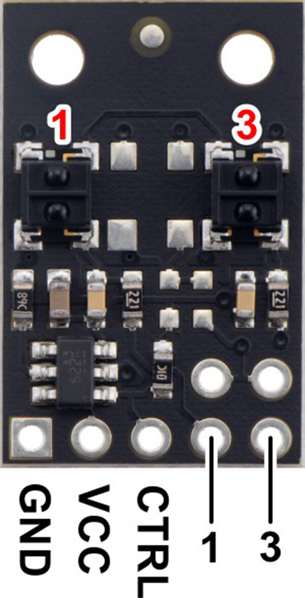 Pololu QTRX-MD-02RC Refleksensorarray: 2-kanal, 8 mm pitch, RC output, lav strøm 4342