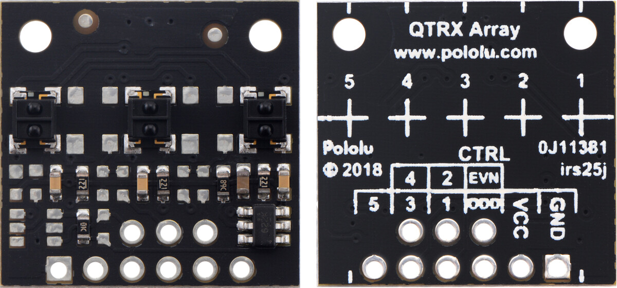 Pololu QTRX-MD-03RC Refleksensorarray: 3-kanal, 8 mm mellemrum, RC-udgang, lav strømforbrug 4343