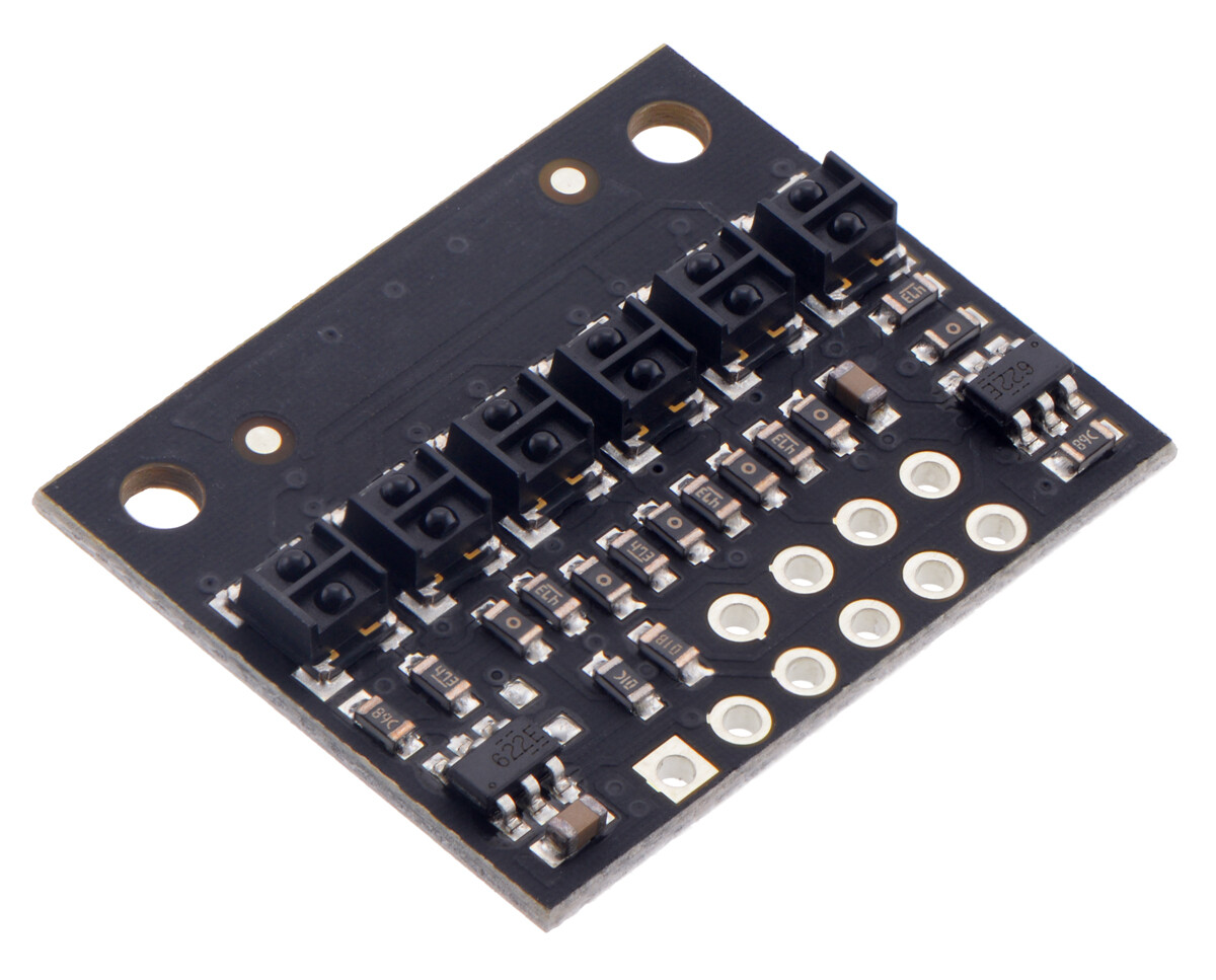 Pololu QTRX-HD-06A Refleksensor Array: 6-kanaler, 4 mm pitch, analogt udgang, lav strøm 4406
