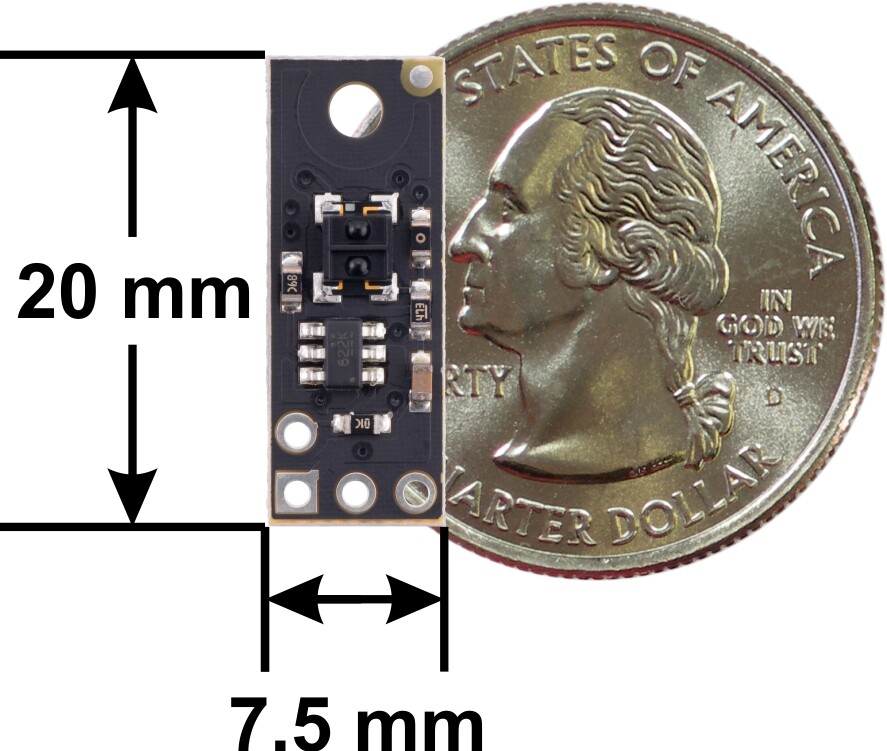 Pololu QTRX-MD-01A Refleksensor: 1-kanal, 7,5 mm bred, analogt udgang, lav strømforbrug 4441