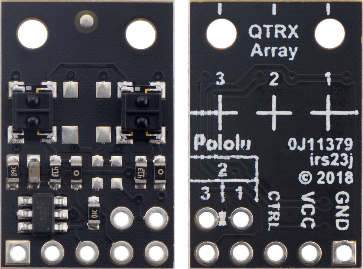 Pololu QTRX-MD-02A Refleksensor Array: 2-kanal, 8 mm mellemrum, analog udgang, lav strøm 4442