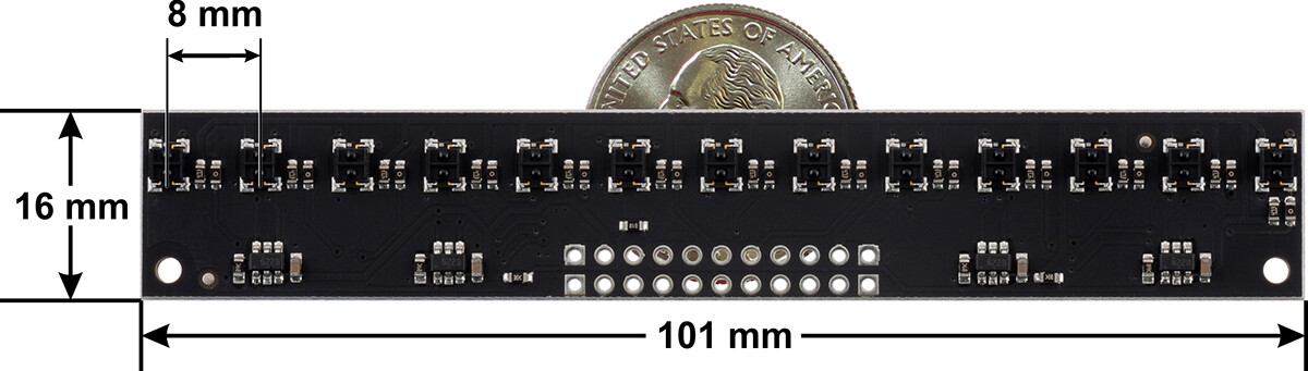 Pololu QTRX-MD-13A Refleksensor Array: 13-kanal, 8 mm mellemrum, analog udgang, lav strøm 4453