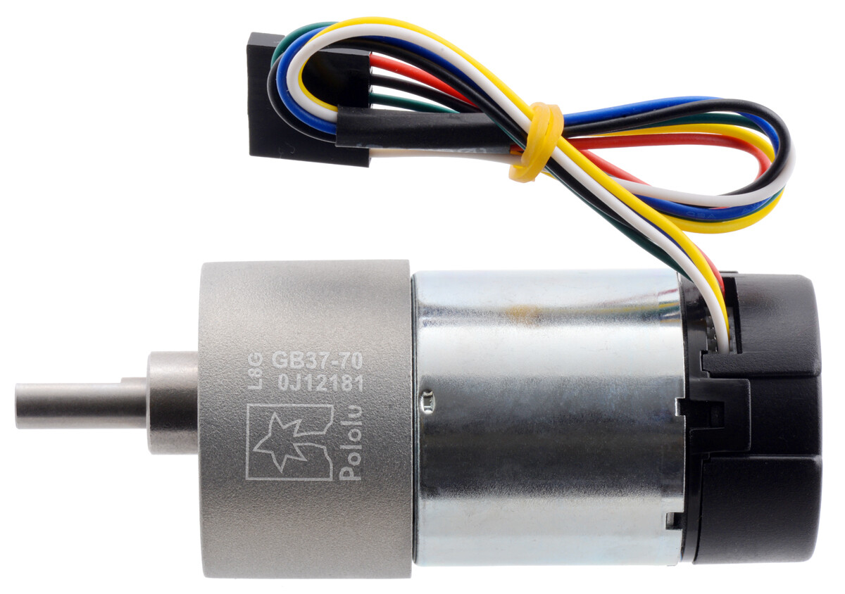 Pololu 70:1 Metallgearmotor 37x70 mm, 24V med 64 CPR encoder (Helikal gear), artikelnummer 4694