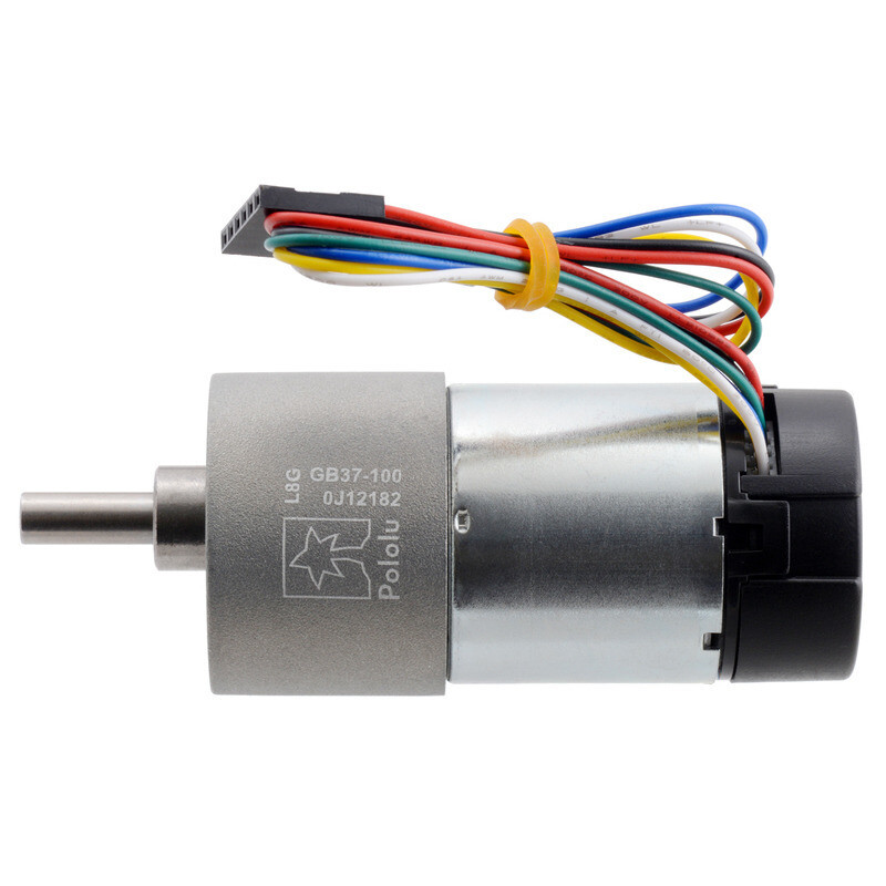 Pololu 100:1 Metallgearmotor 37x73 L mm 24V med 64 CPR encoder (Helikal gear) 4695