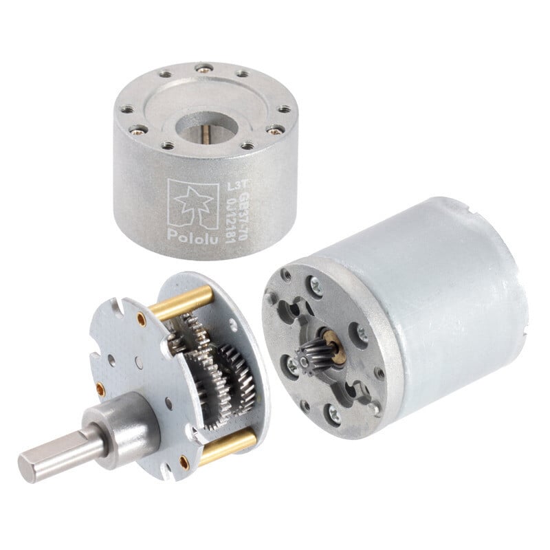 Pololu 10:1 Metal Gearmotor 37Dx65L mm 24V med 64 CPR Encoder (Helical Pinion) 4699
