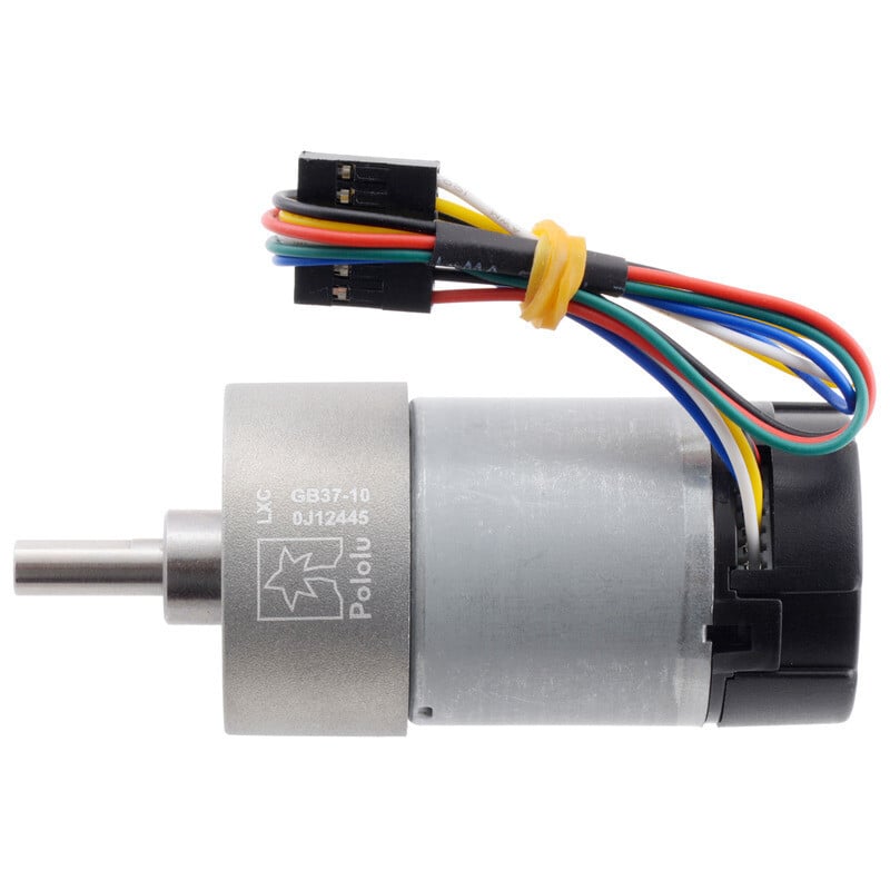 Pololu 10:1 Metal Gear Motor 37x65mm 12V med 64 CPR Encoder (Helikal gear) 4758