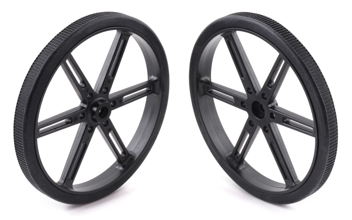 Pololu hjul til standard servo spline (25T, 5.8mm) - 90x10mm, sort, 2-pak 4935
