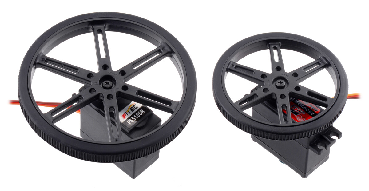 Pololu hjul til standard servo spline (25T, 5.8mm) - 90x10mm, sort, 2-pak 4935