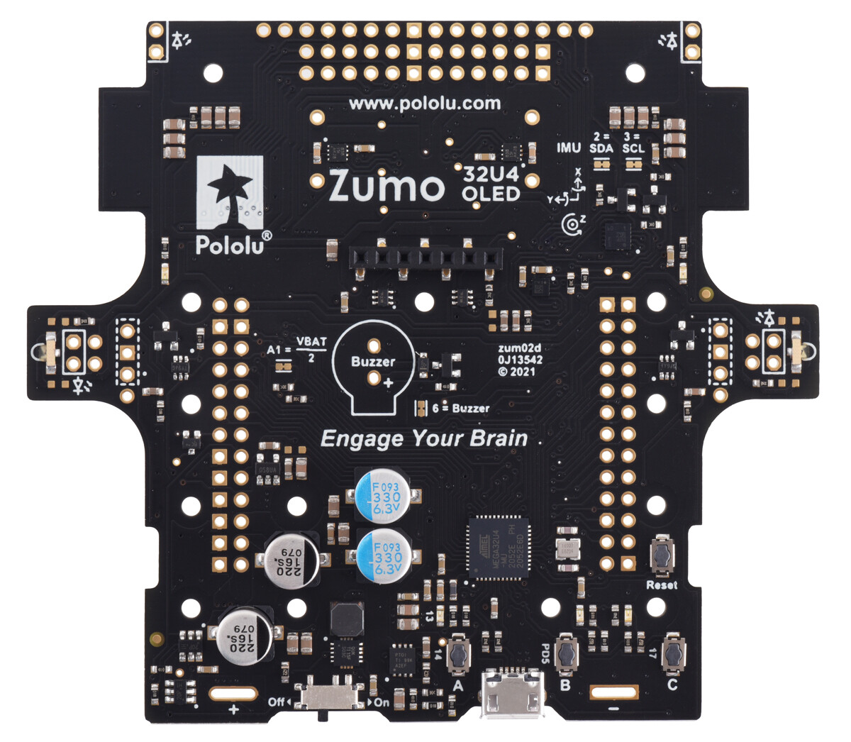 Pololu Zumo 32U4 Hovedkort med OLED-display uden OLED-display 4994