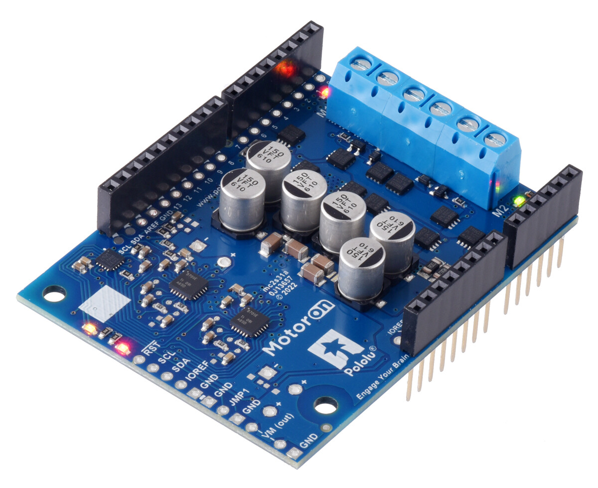 Pololu Motoron M2S18v18 Dual High-Power Motor Controller Shield til Arduino (Stik loddet) 5036