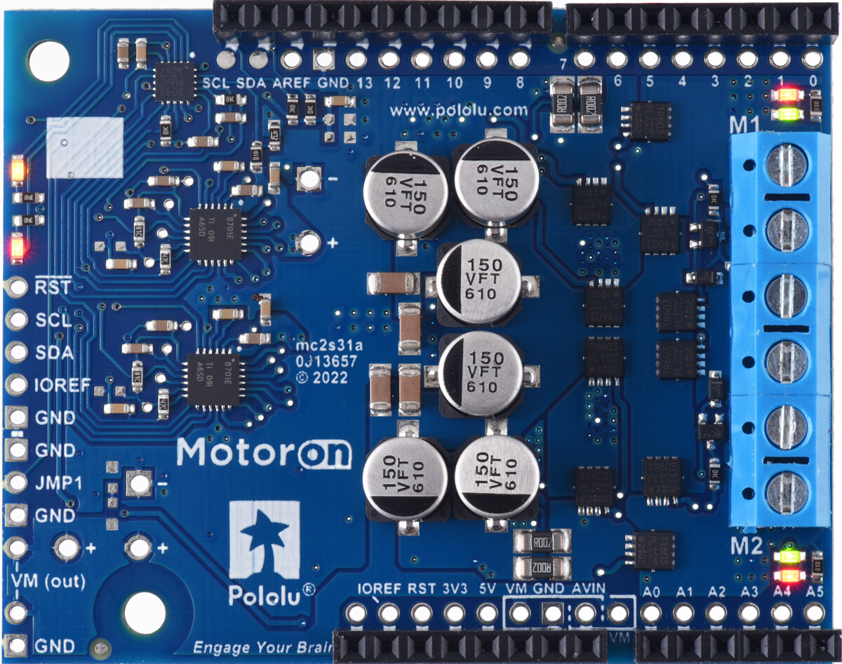 Pololu Motoron M2S18v18 Dual High-Power Motor Controller Shield til Arduino (Stik loddet) 5036