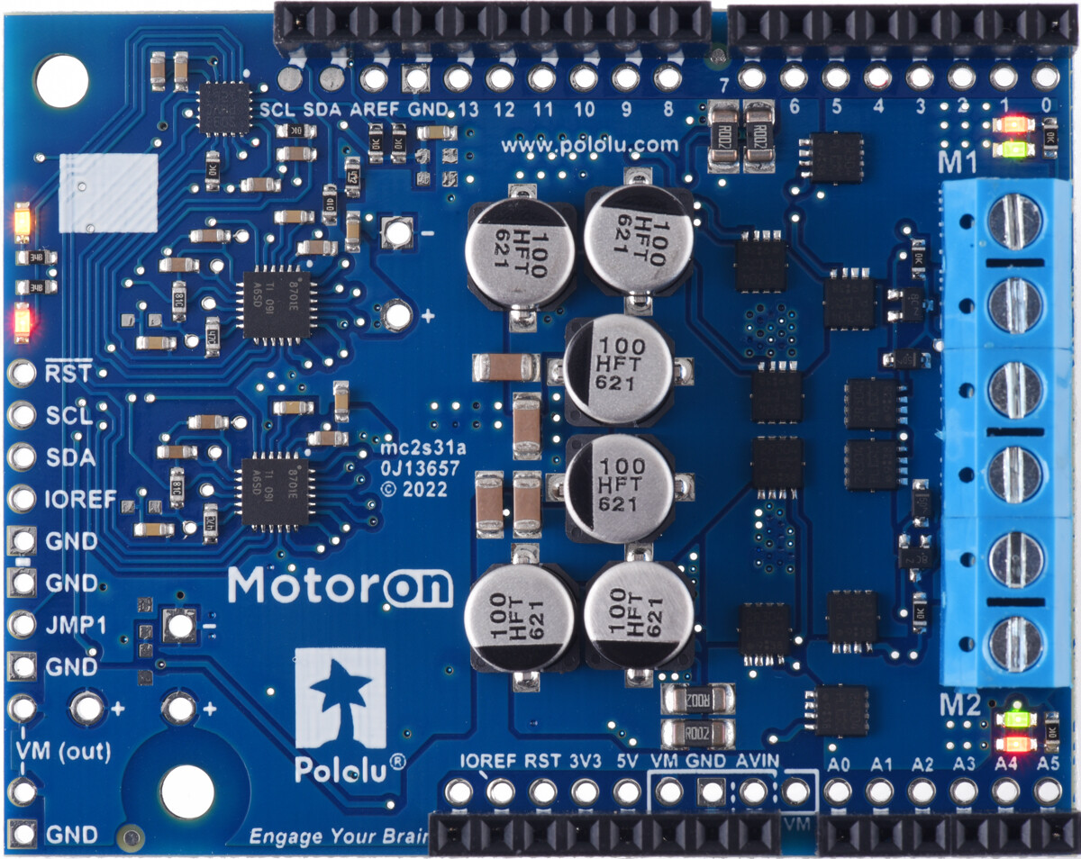 Pololu Motoron M2S24v14 Dual High-Power Motor Controller Shield til Arduino (Stik loddet) 5039