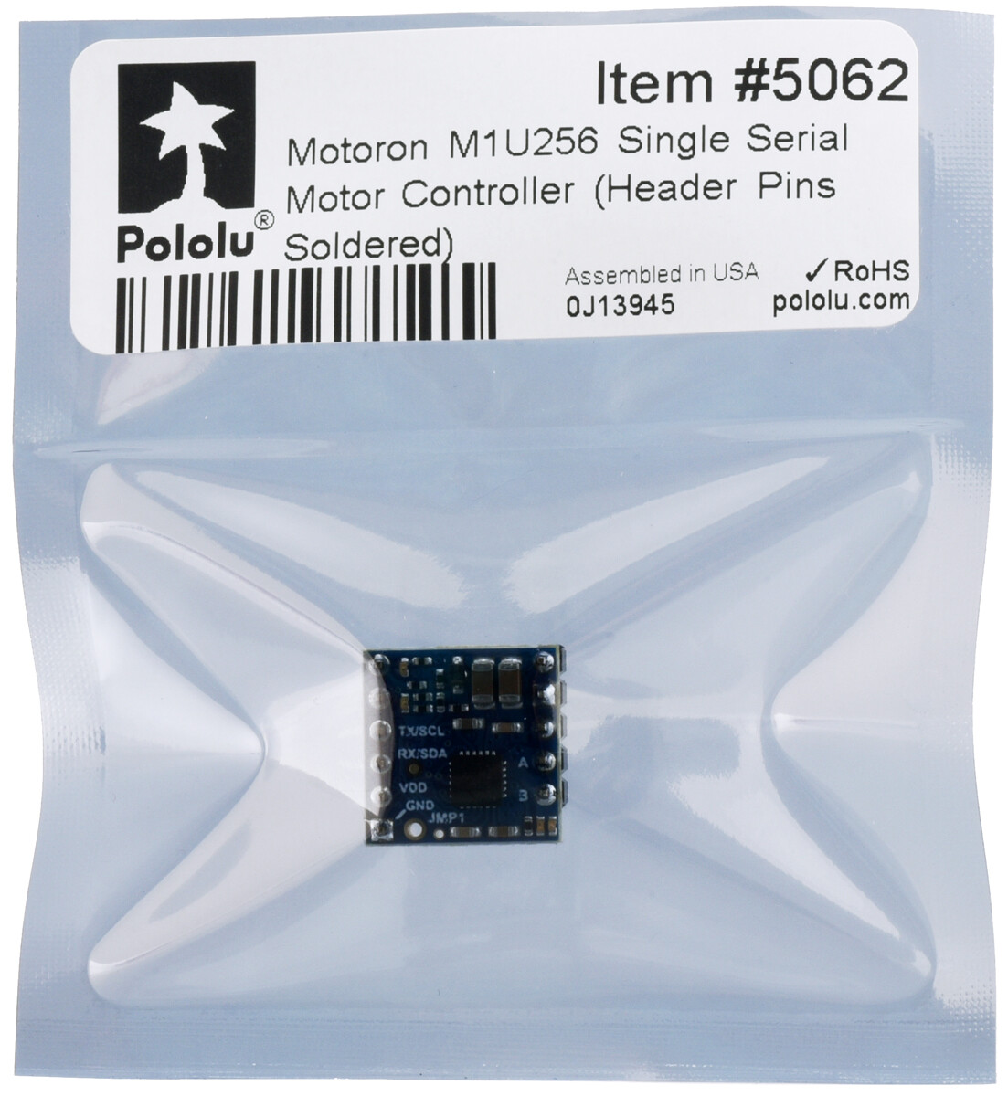 Pololu Motoron M1U256 Enkelt seriell motorstyring (Header pins loddet) 5062