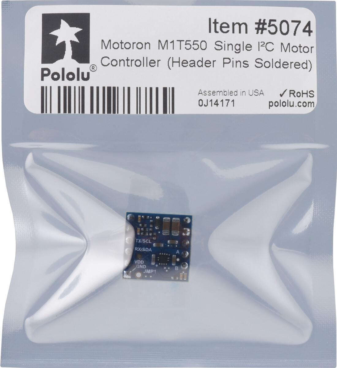 Pololu Motoron M1T550 Single I2C Motor Controller (Header Pins Soldered) 5074