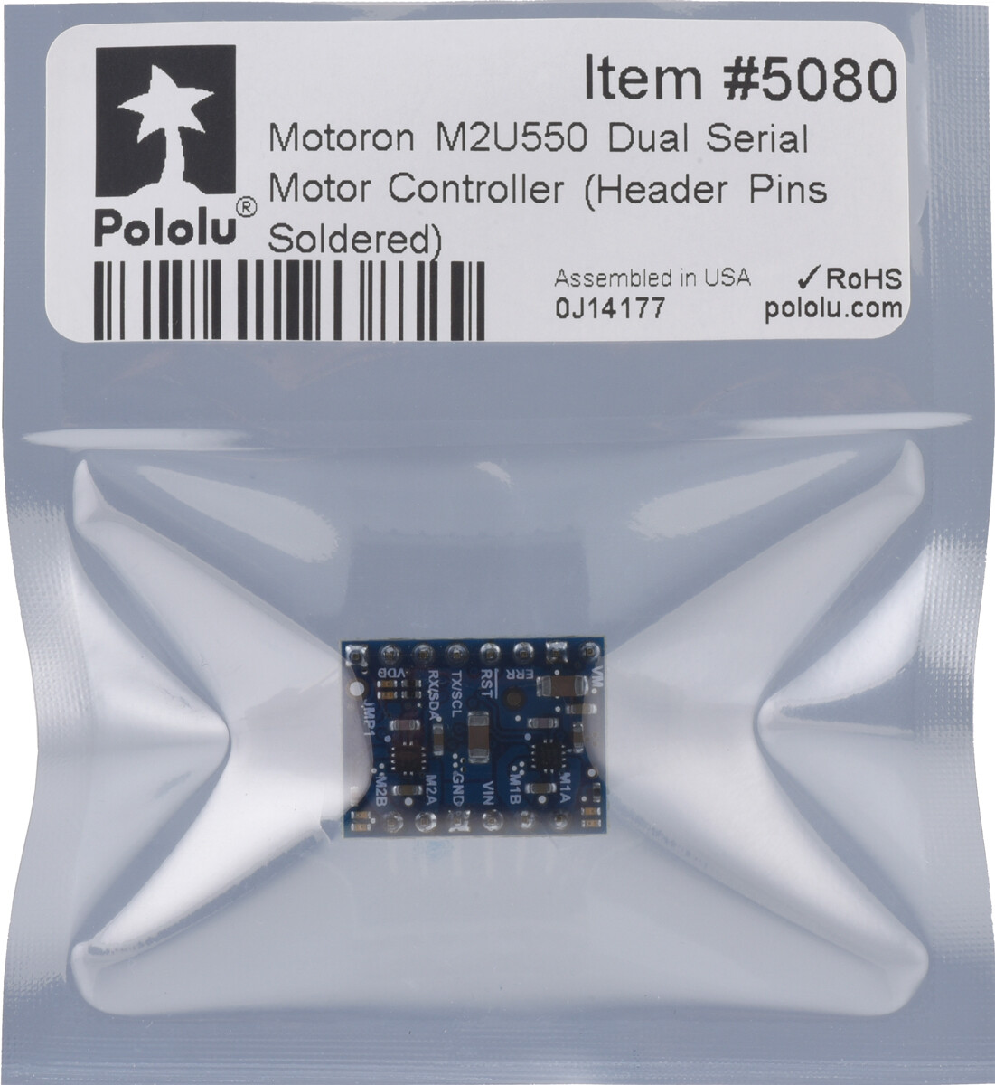 Pololu Motoron M2U550 Dual Serial Motor Controller (Header Pins Soldered) 5080