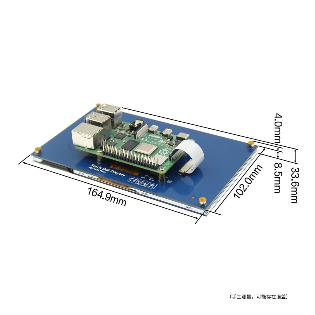 7,0 Zoll 800x480 MIPI DSI IPS-display til Raspberry Pi med kapacitiv touch