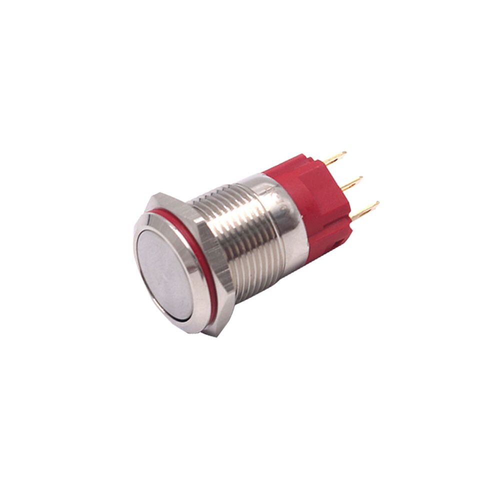Robust metalknap med hvid LED-ring - 16 mm hvid momentær