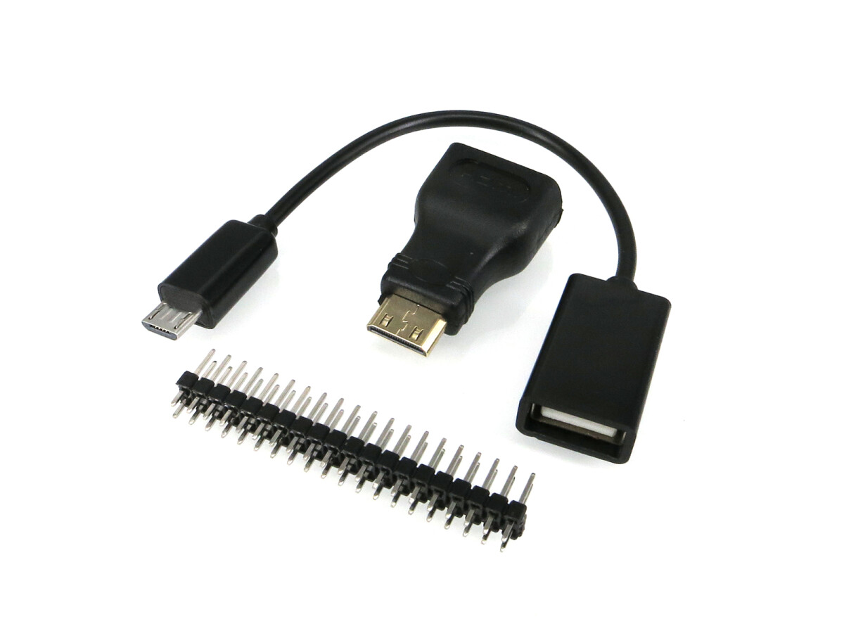 Mini HDMI-adapter & USB OTG-kabel, female A to microB, til Raspberry Pi Zero/Zero 2 W, tilbehørssæt