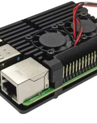 Raspberry Pi 4 Kabinet af aluminium med indbygget køleplade og dobbelt ventilator