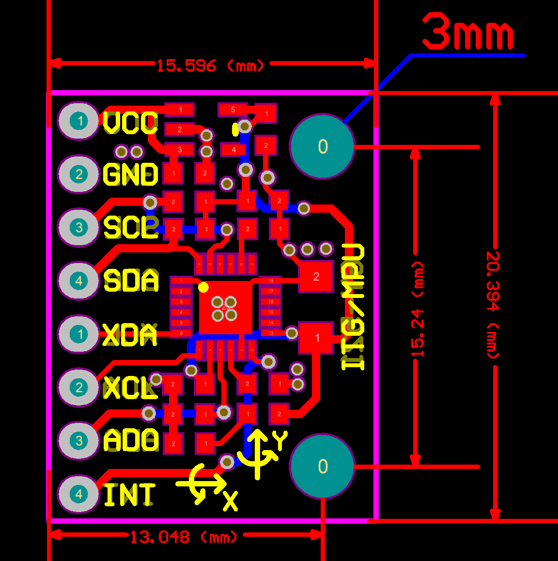 GY-521 MPU-6050 6DOF Modul (3-akse akselerationssensor 3-akse gyroskop)