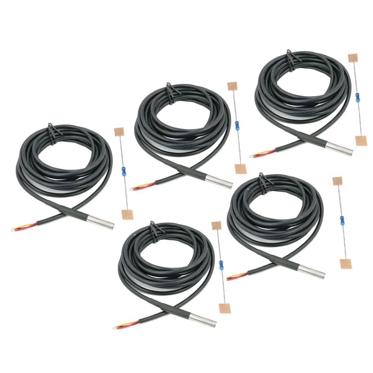 1m DS18B20 Digitalt vandtæt temperatursensormodul LS4G SE08012 5 stykker med 4,7 kOhm modstande