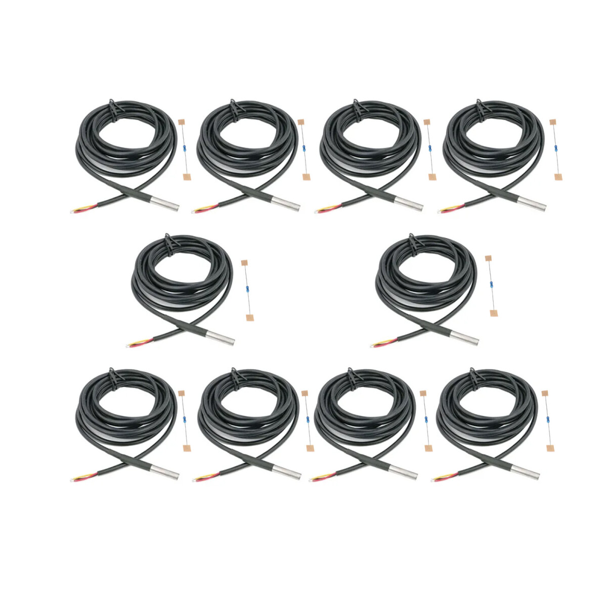 1m DS18B20 Digitalt vandtæt temperatursensormodul LS4G SE08012 10 stykker med 4,7 kOhm modstande