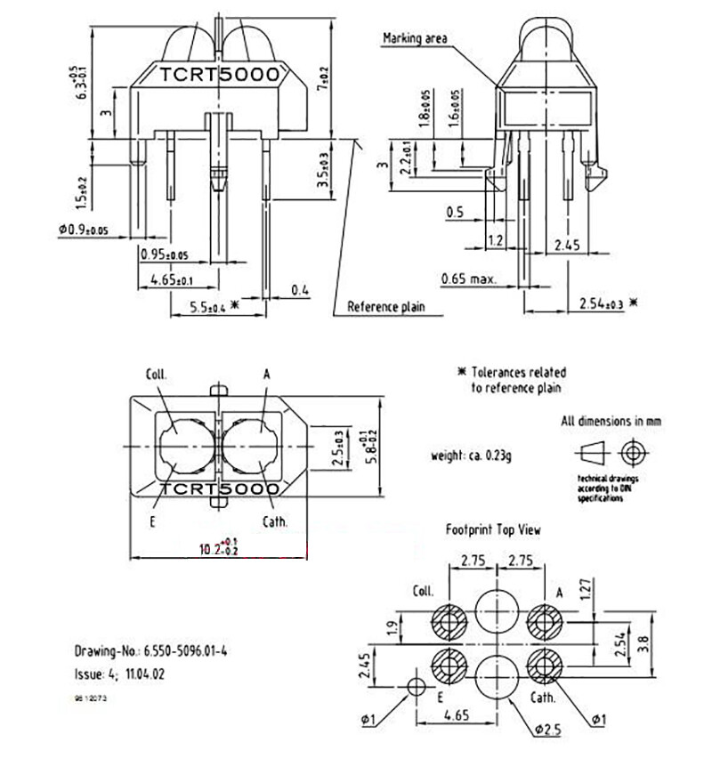 10 stk. TCRT5000 Infrarot Reflektor-sensor TCRT5000L IR 950mm 5V 3A