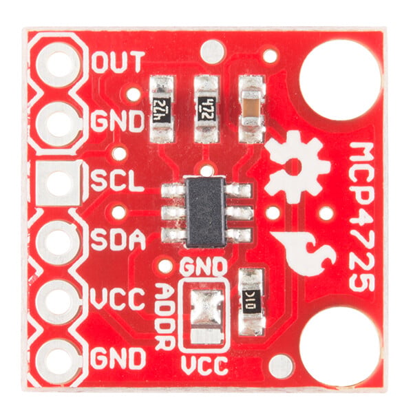 SparkFun I2C DAC Breakout - MCP4725, I2C-interface, strømforsyning 2.7V til 5.5V