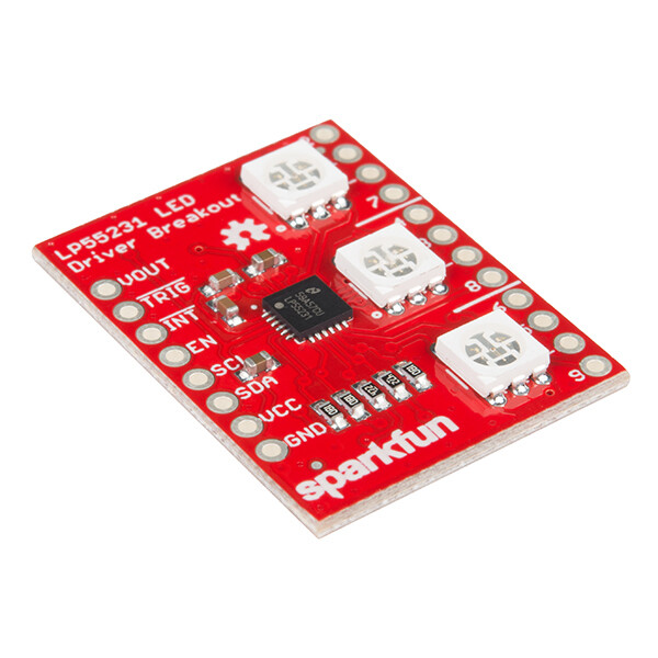SparkFun LED Driver Breakout (LP55231) med I2C og 3x RGB-LEDs