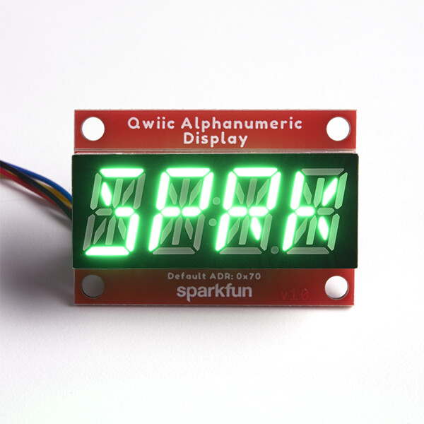 SparkFun Qwiic Alfanumerisk display, grønt, 14 segment
