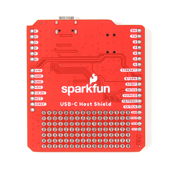 SparkFun USB-C Host Shield til Arduino, der bruger 5V og VIN pins