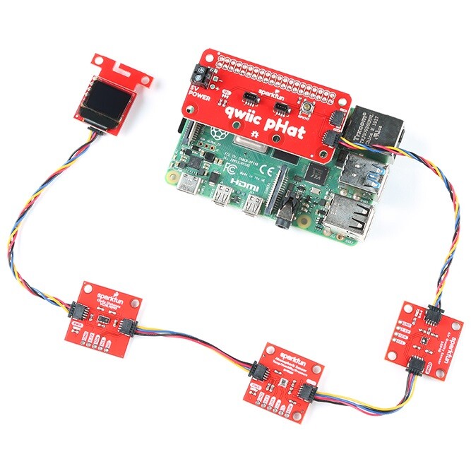 SparkFun Qwiic Starter Kit til Raspberry Pi med nærhedssensor/atmosfærs-/luftkvalitetssensor