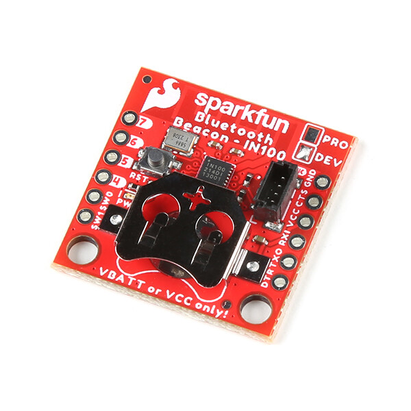 SparkFun NanoBeacon Lite Board IN100 2.4GHz BLE med batteriholder (12mm mønter)