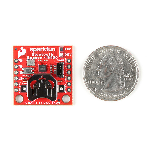 SparkFun NanoBeacon Lite Board IN100 2.4GHz BLE med batteriholder (12mm mønter)