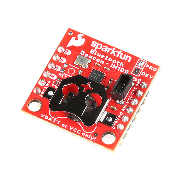 SparkFun NanoBeacon Board IN100 2.4GHz BLE med batteriholder (12mm mønter)