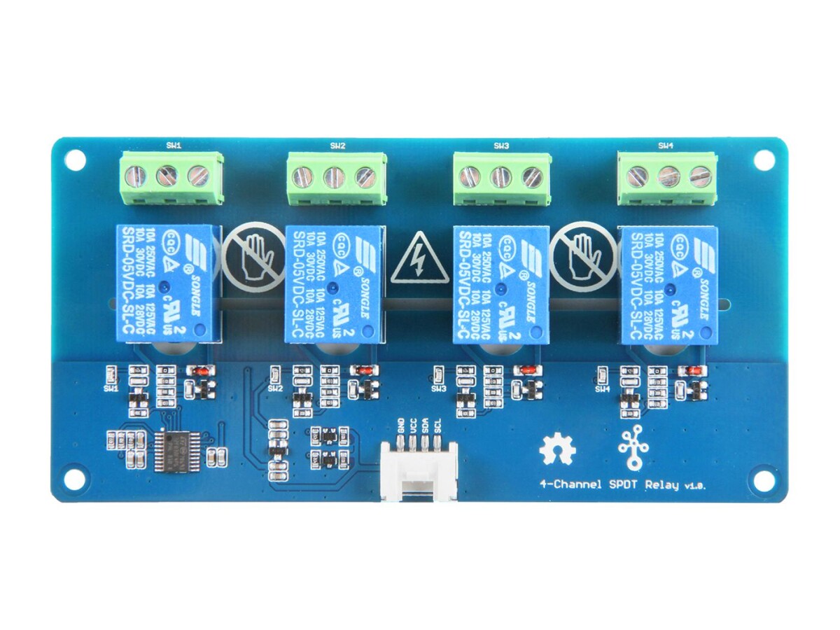 Seeed Studio Grove 4-Kanal SPDT Relæ 5VDC til 250VAC eller 110VAC