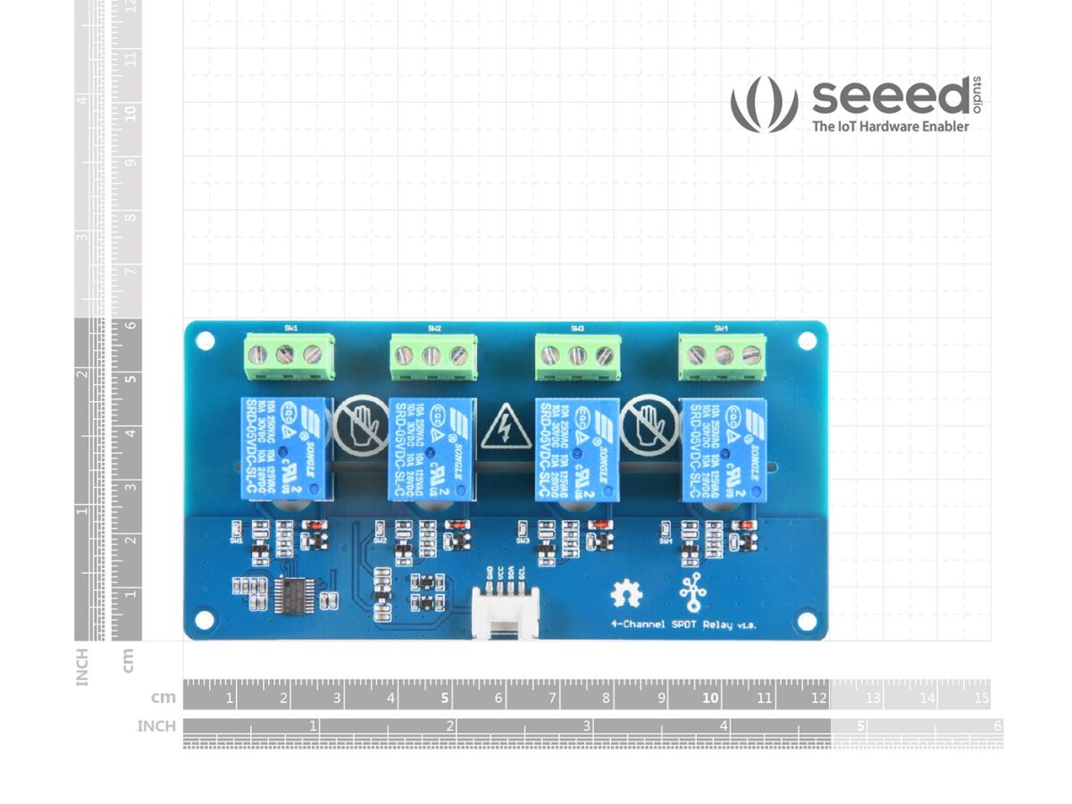 Seeed Studio Grove 4-Kanal SPDT Relæ 5VDC til 250VAC eller 110VAC