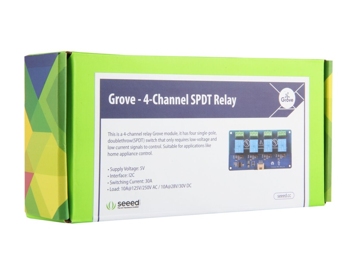 Seeed Studio Grove 4-Kanal SPDT Relæ 5VDC til 250VAC eller 110VAC